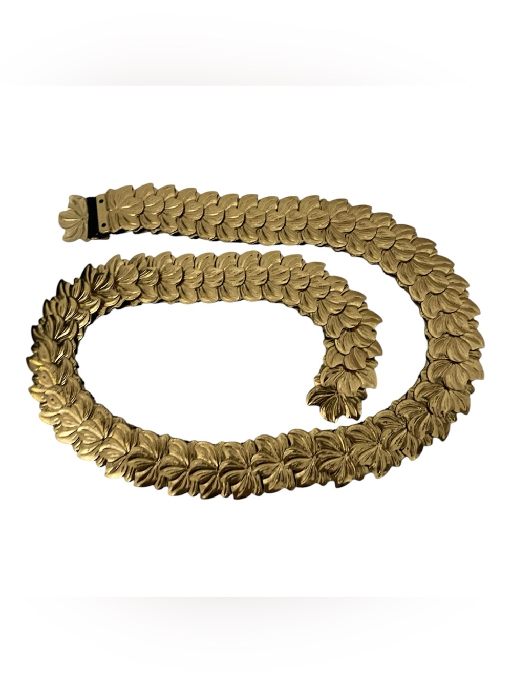 Vintage Gold Textured Petal-Link Elastic Belt - Picture 3 of 9